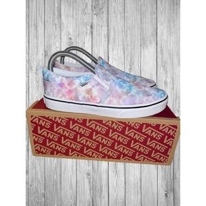 Van Asher Heart Dye Multi Canvas Slip On Skate Shoe Girl Size 4